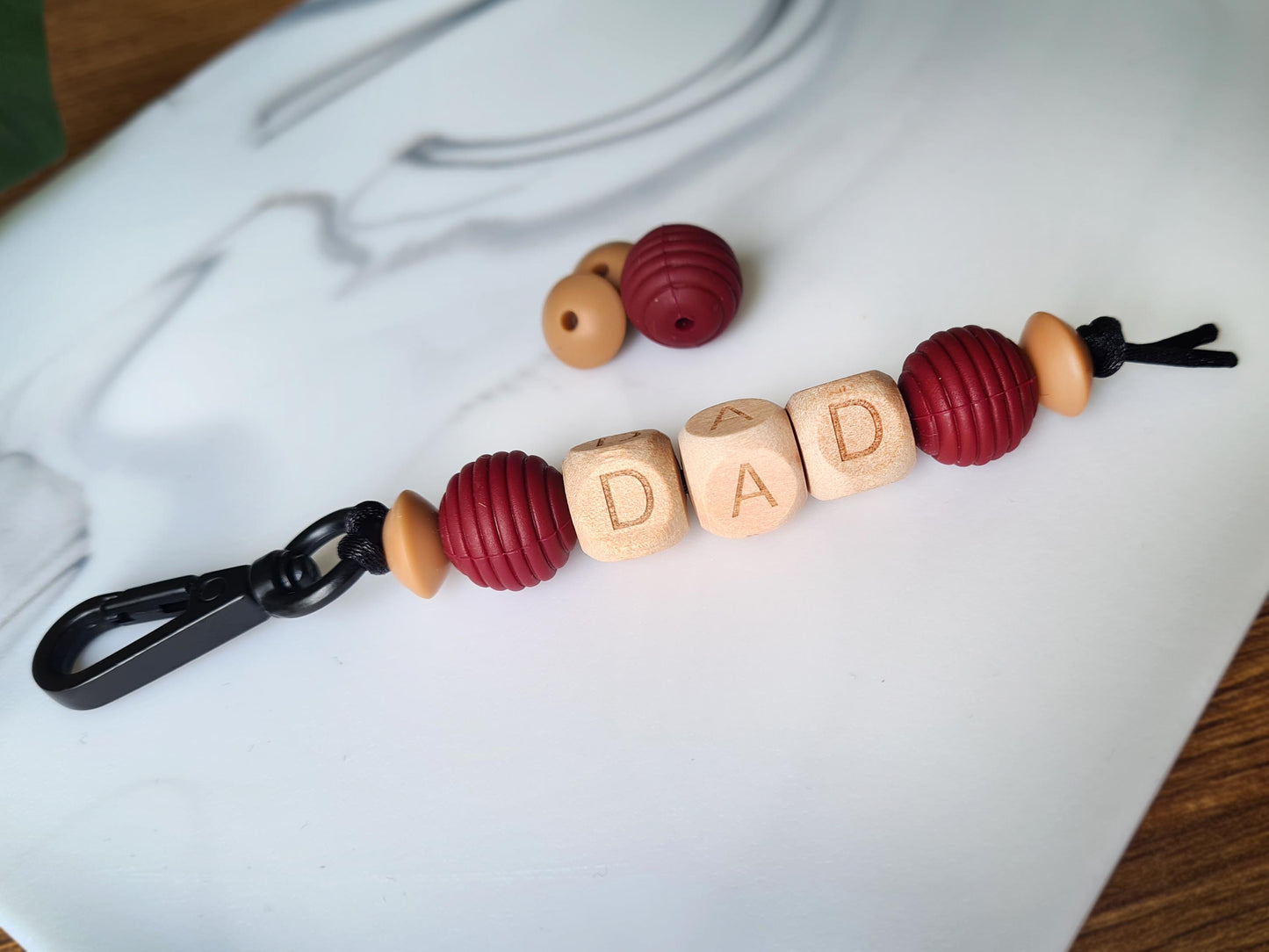 Our handmade keychains make the perfect gift for new dads as well as a token of love to the experienced fathers. Perfect for baby bags, backpacks or as a keyring!