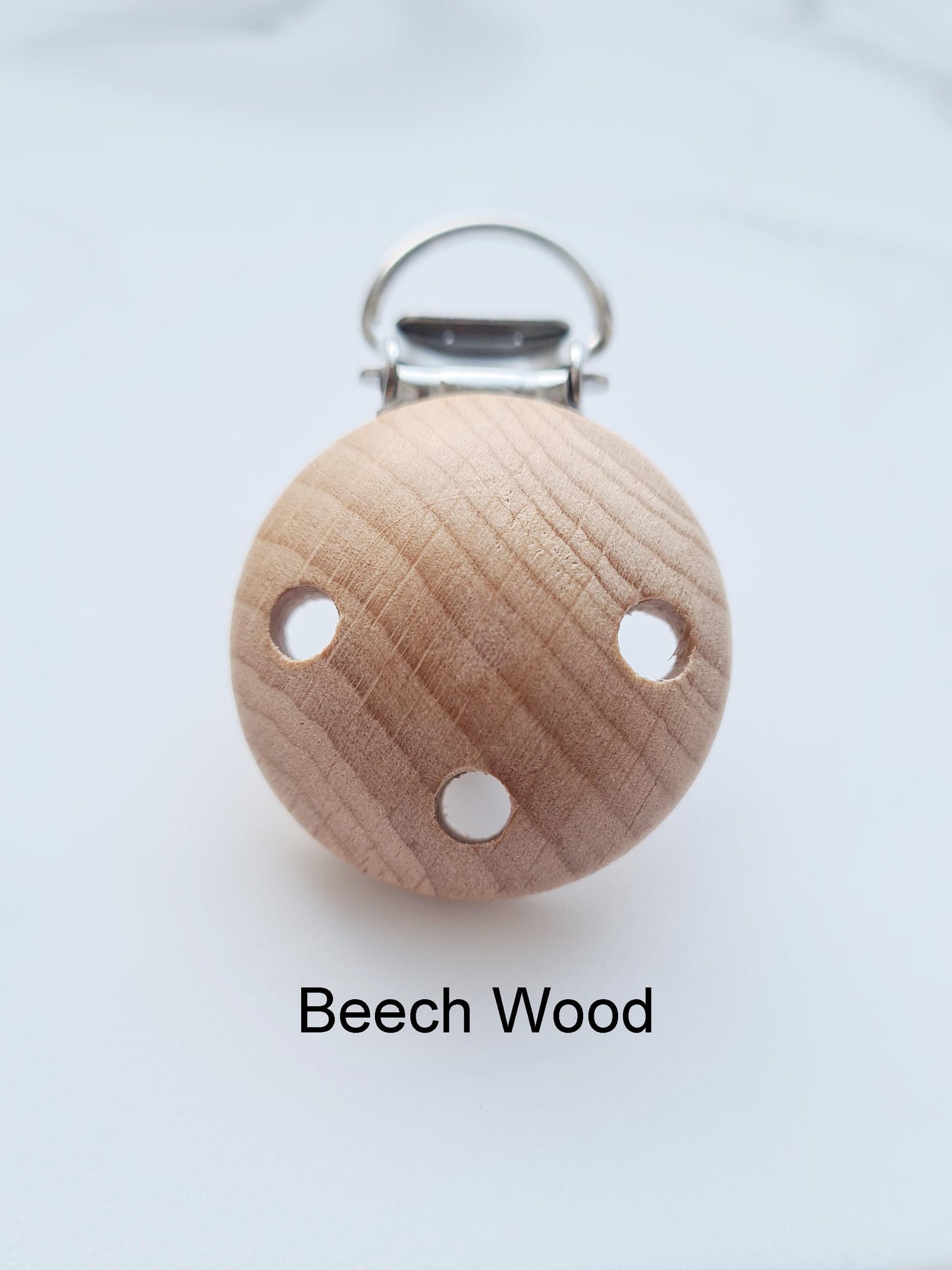 Cute handmade soother clip. Unique gift ideas for newborns and toddlers. Handcrafted Irish made. Beech wood clip.