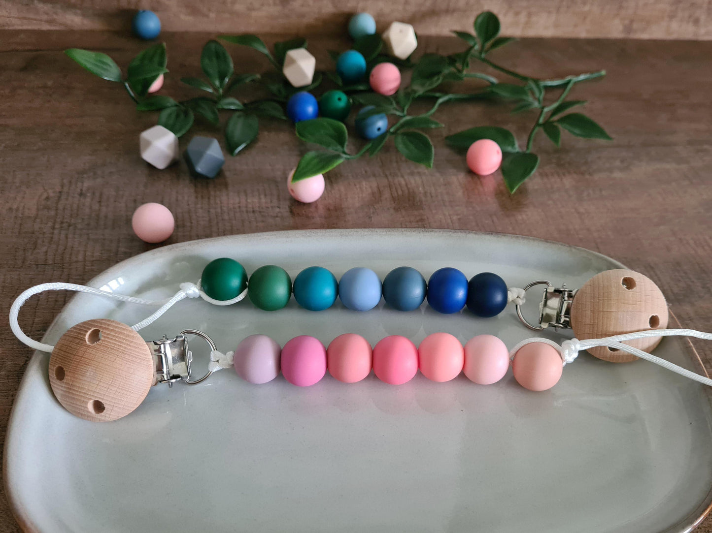 Cute handmade soother clip. Unique gift ideas for newborns and toddlers. Handcrafted Irish made. Grown with love on the blueberry farm!