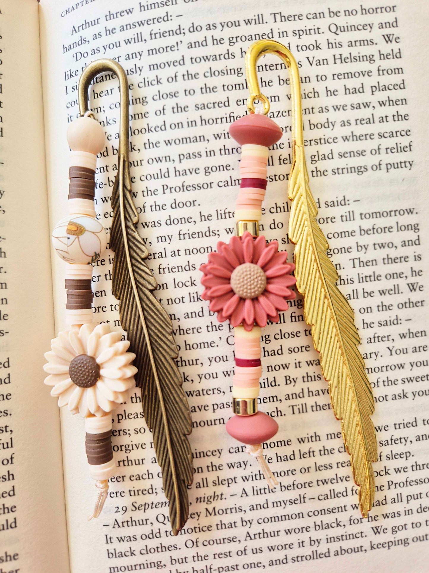 Selection of metal feather and beaded bookmarks. The perfect gift for yourself, or for that special book lover in your life!