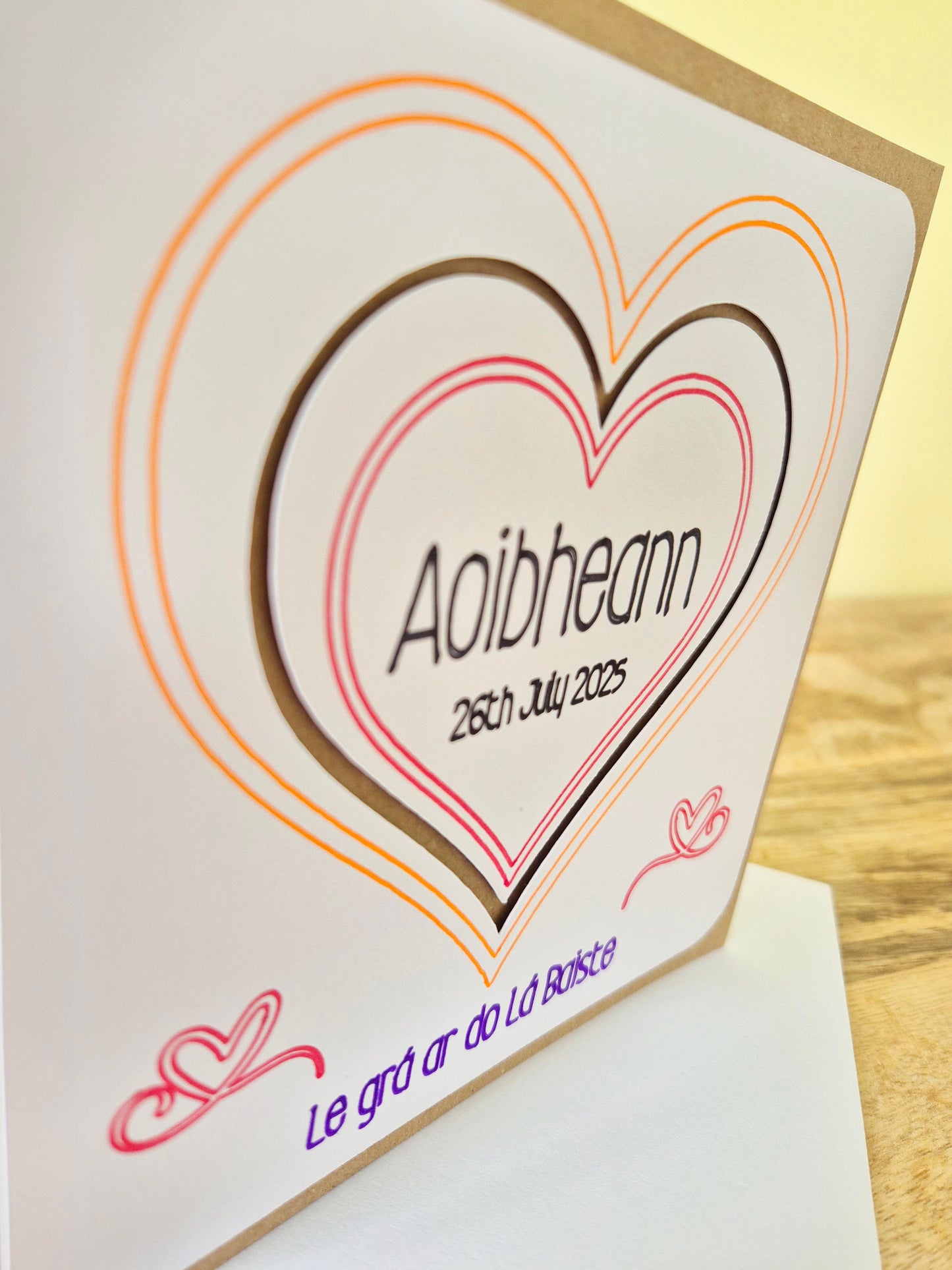 Do you know of any little person who is celebrating their Christening Day? Well, we've got the card for you! Le grá ar do Lá Baiste. Say it As Gaelige with this handmade Christening Gift!