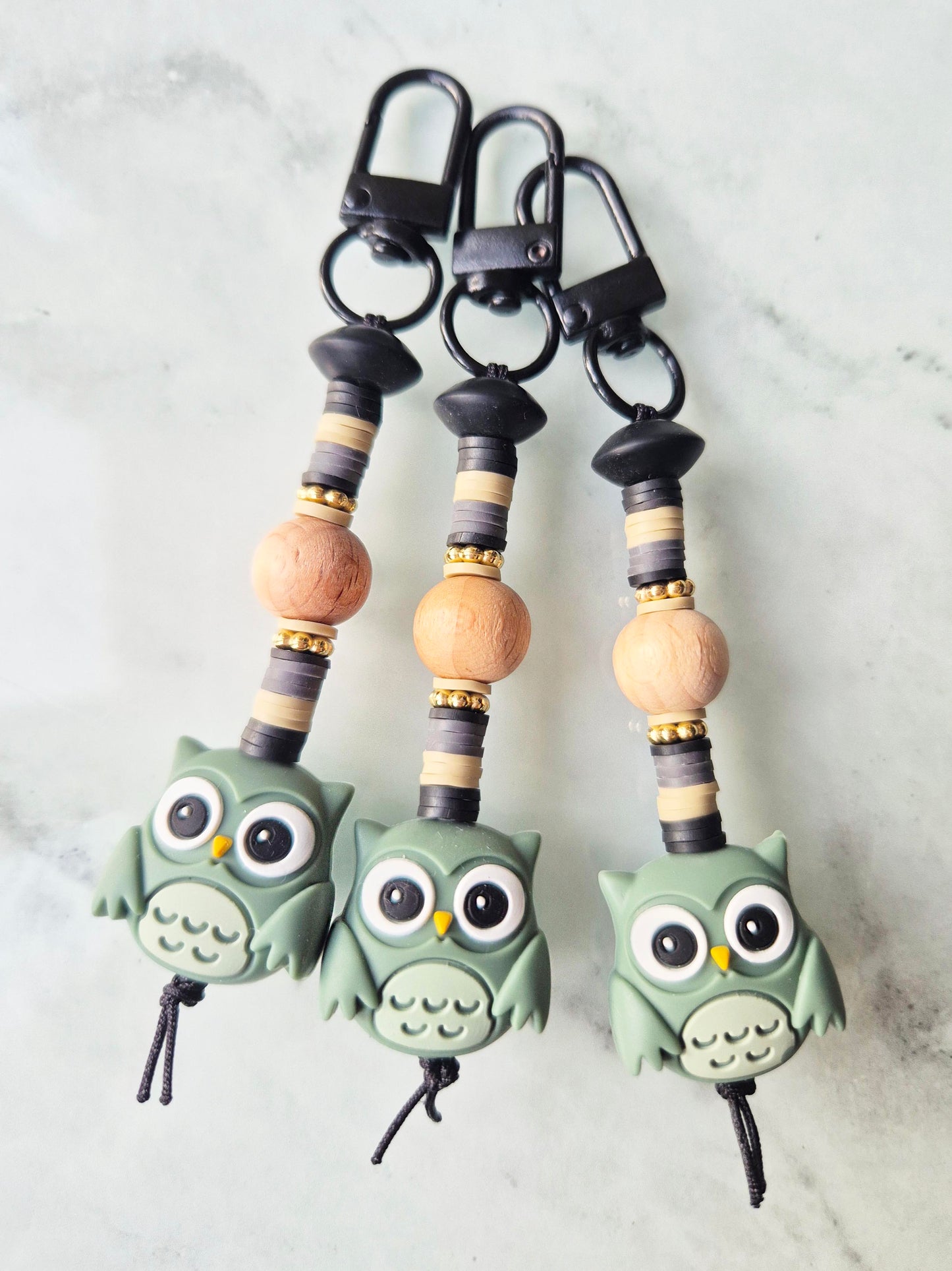 Green owl keyring