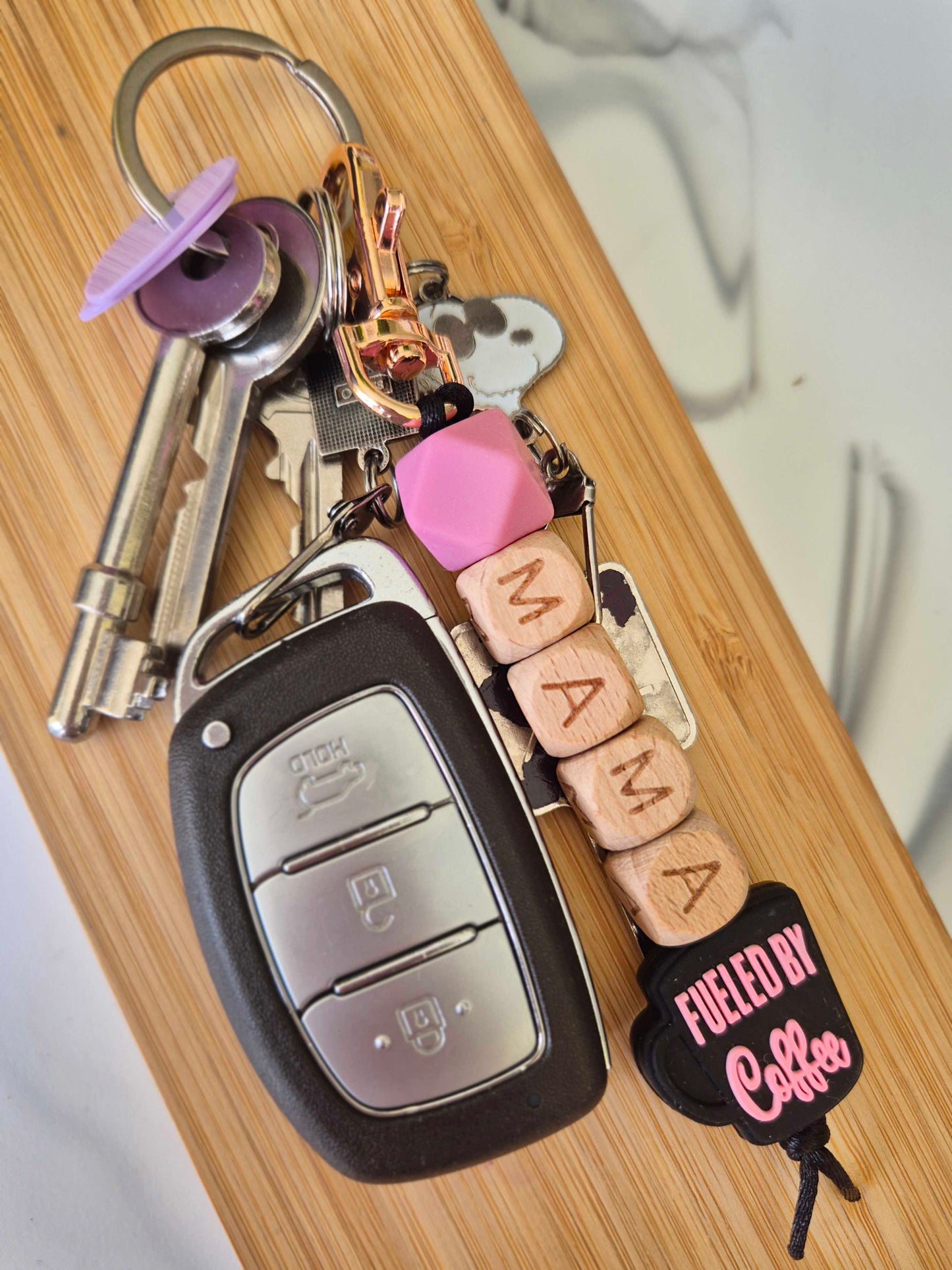 Looking for gift ideas for mam? Our handmade Mama Needs Coffee keychains make the perfect gift for mothers who may have found a new desire for buckets of coffee!