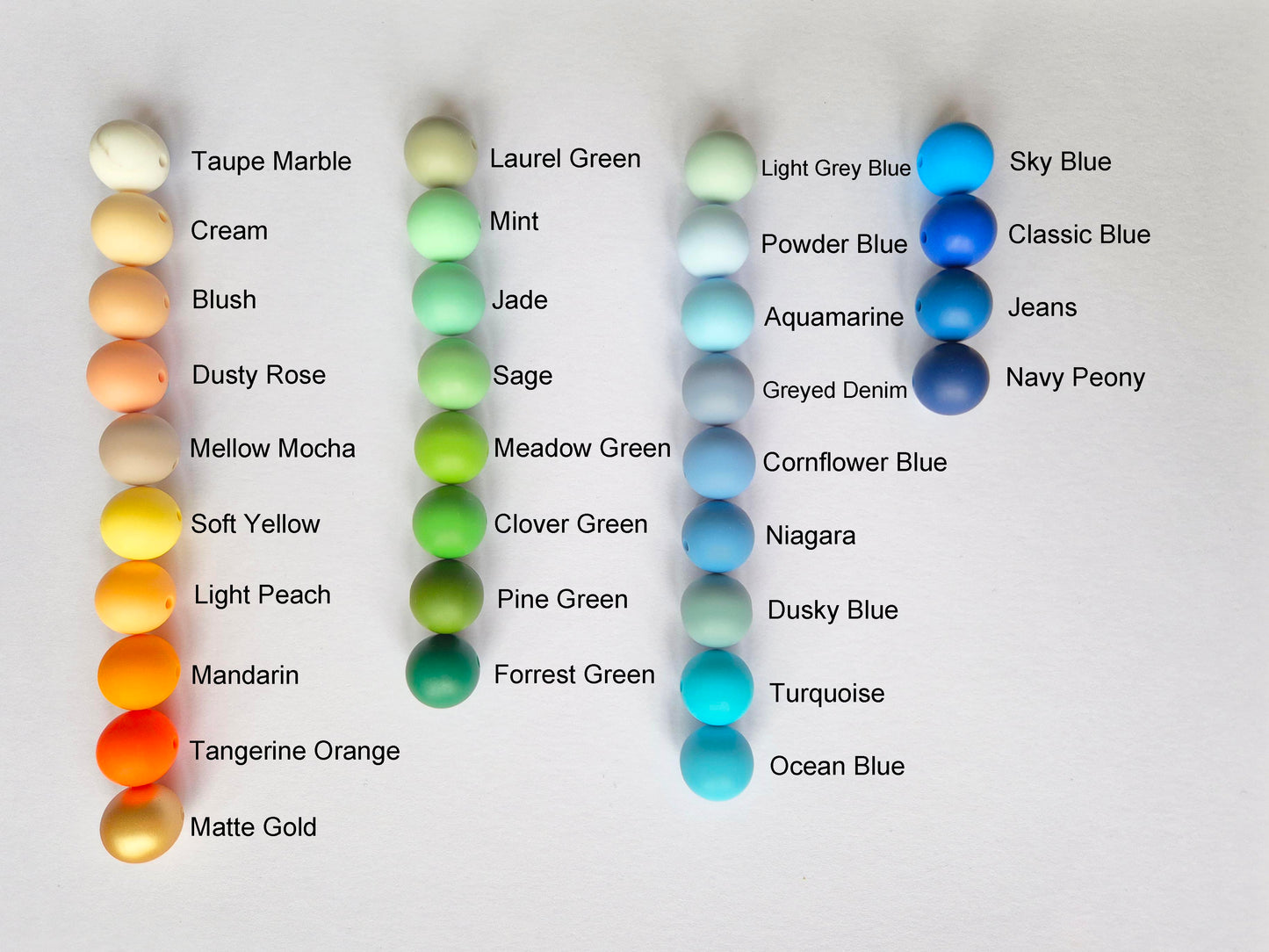 Selection of silicone bead colours