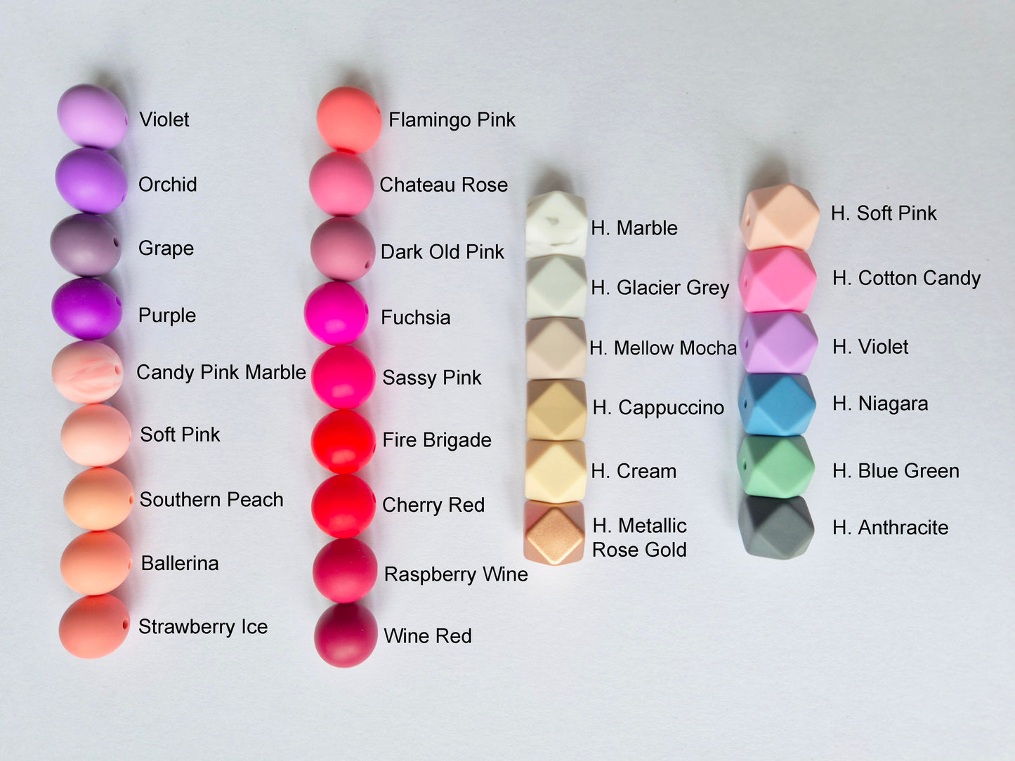 Selection of silicone bead colours