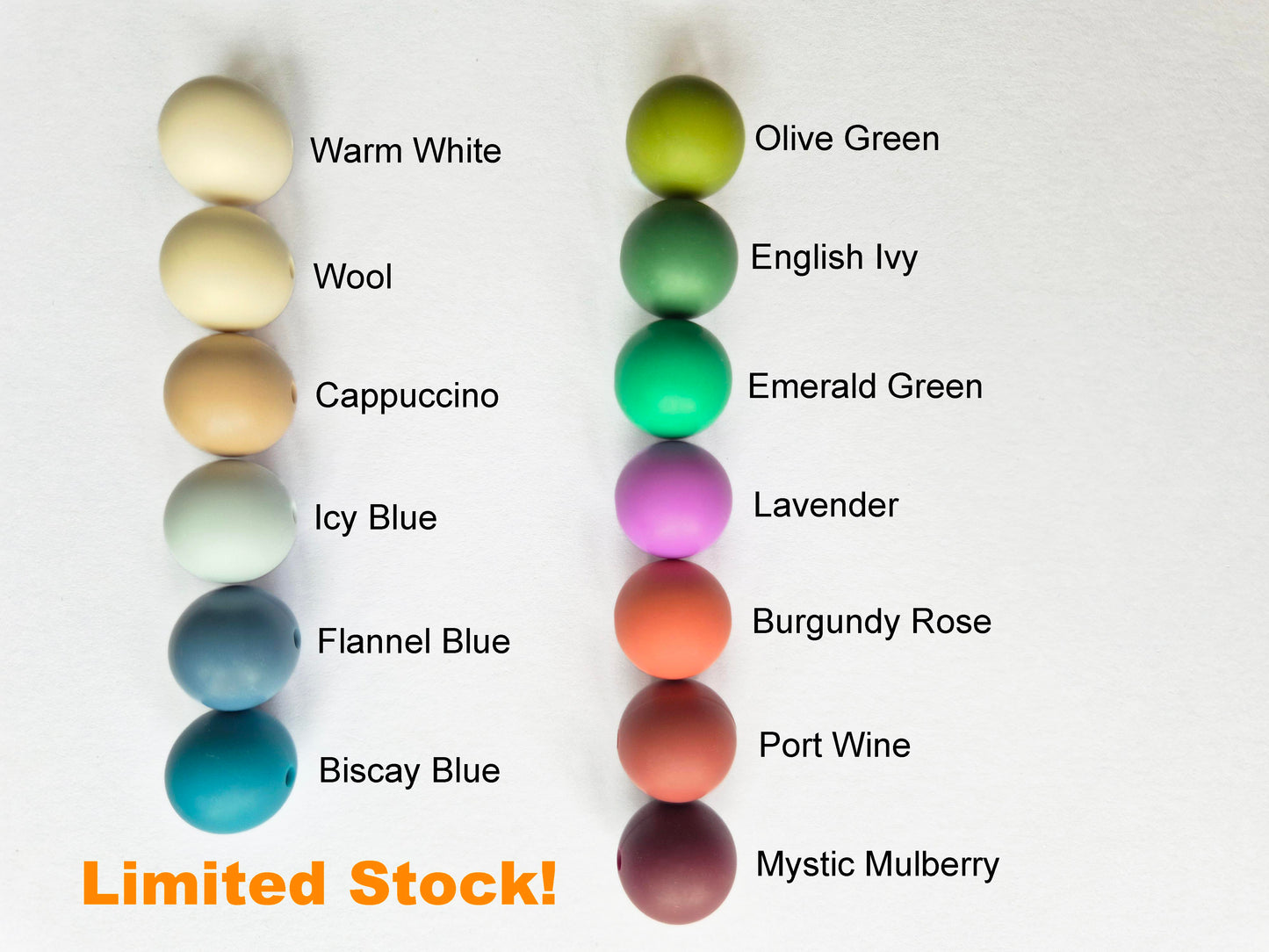 Selection of silicone bead colours