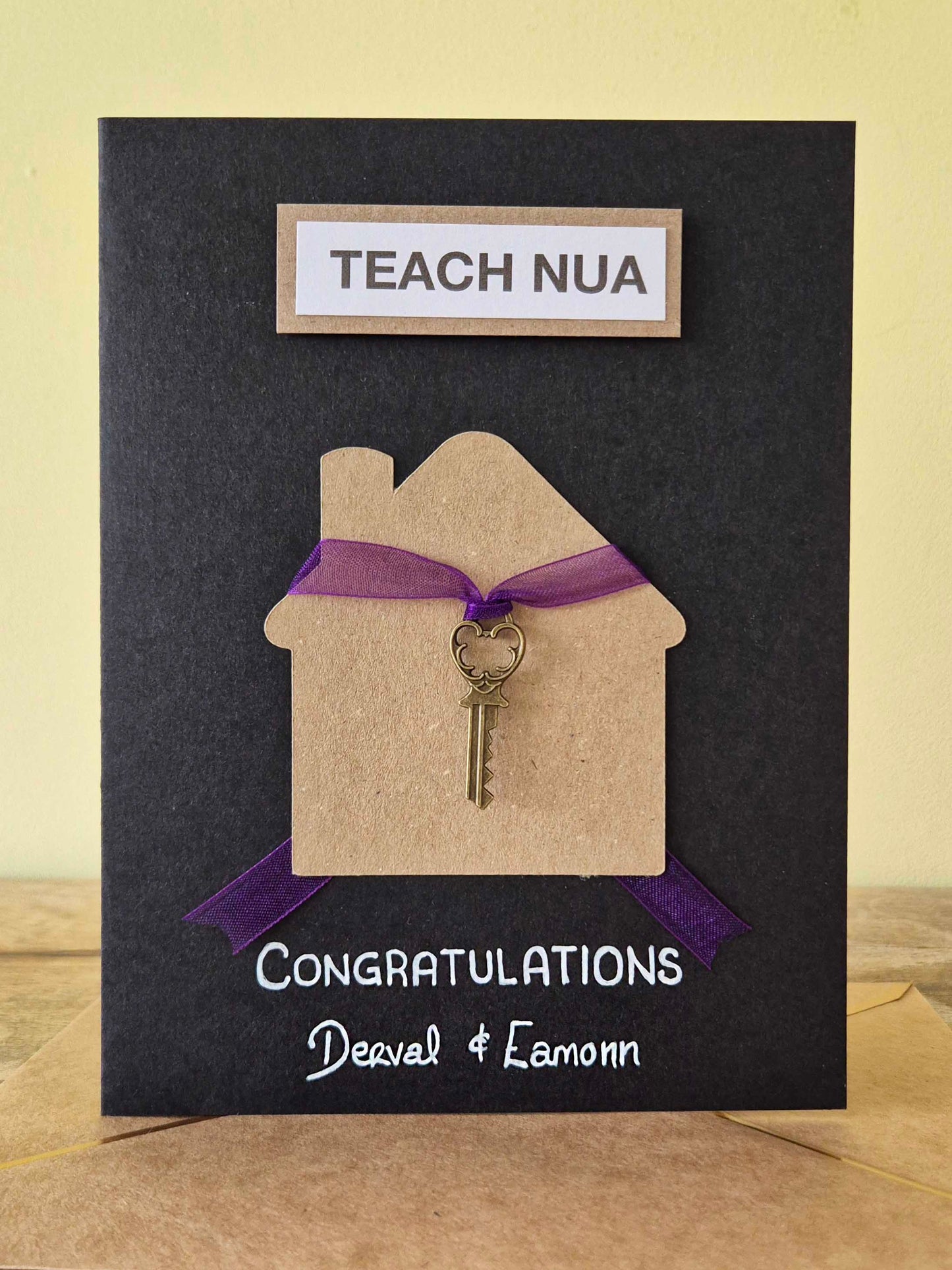 Buy this lovely, customisable card to congratulate that special someone who bought a Teach Nua (New Home!)