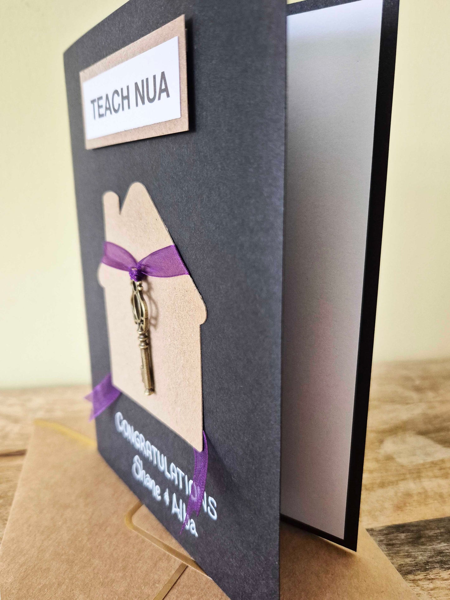 Buy this lovely, customisable card to congratulate that special someone who bought a Teach Nua (New Home!)