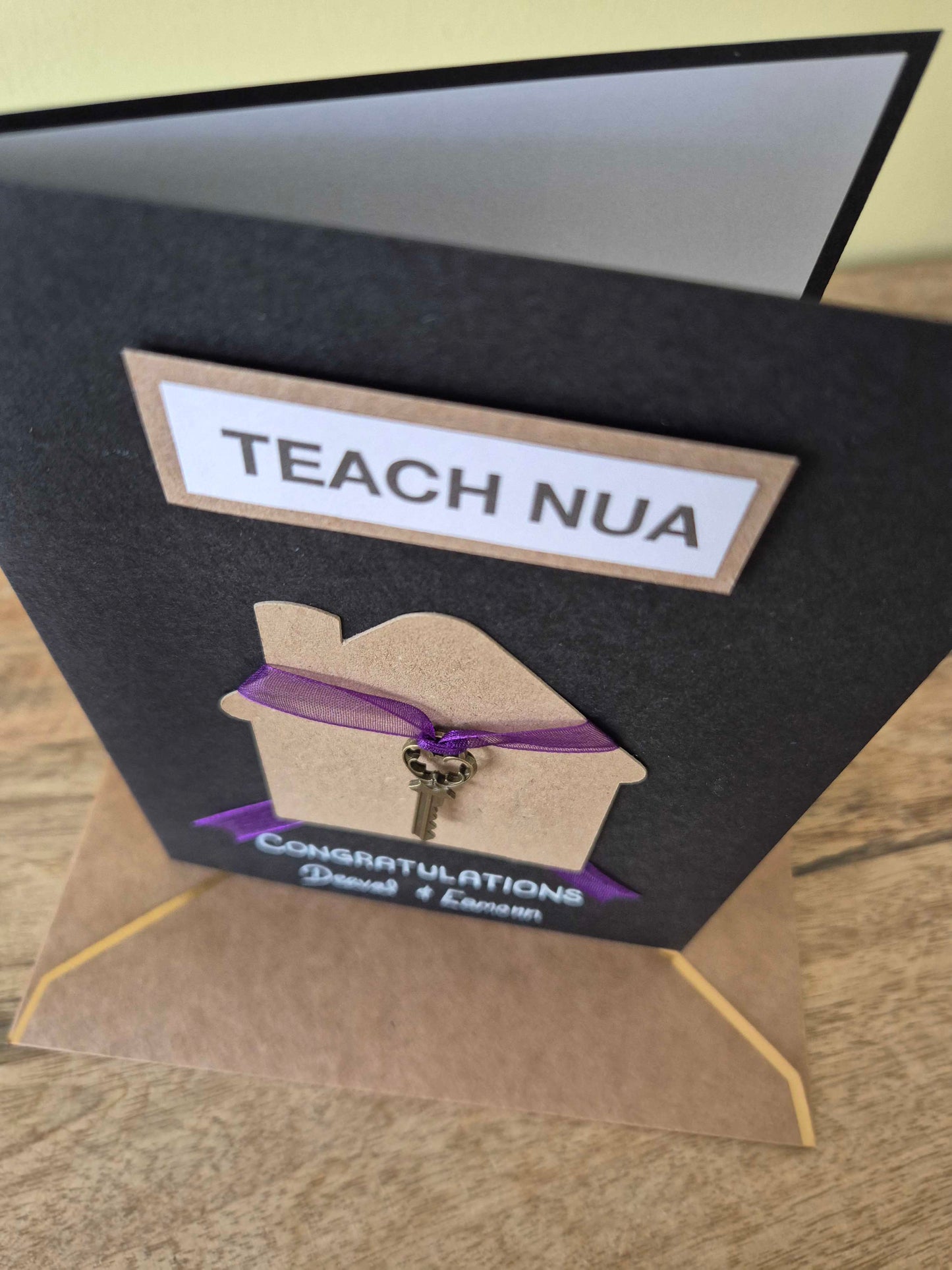 Buy this lovely, customisable card to congratulate that special someone who bought a Teach Nua (New Home!)