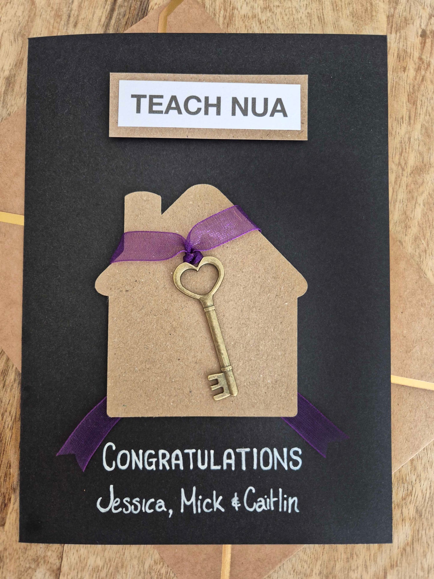 Buy this lovely, customisable card to congratulate that special someone who bought a Teach Nua (New Home!)