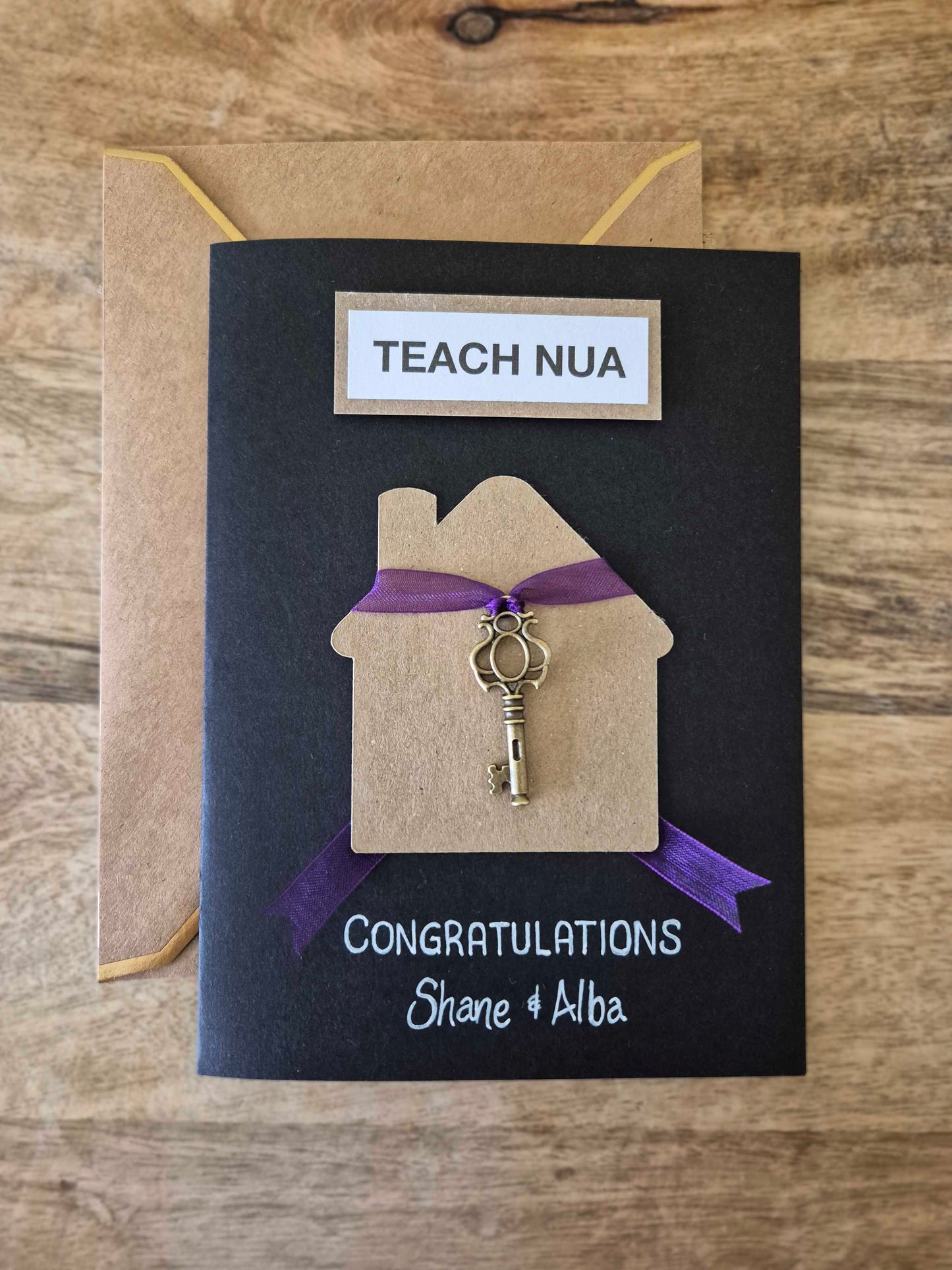Buy this lovely, customisable card to congratulate that special someone who bought a Teach Nua (New Home!)