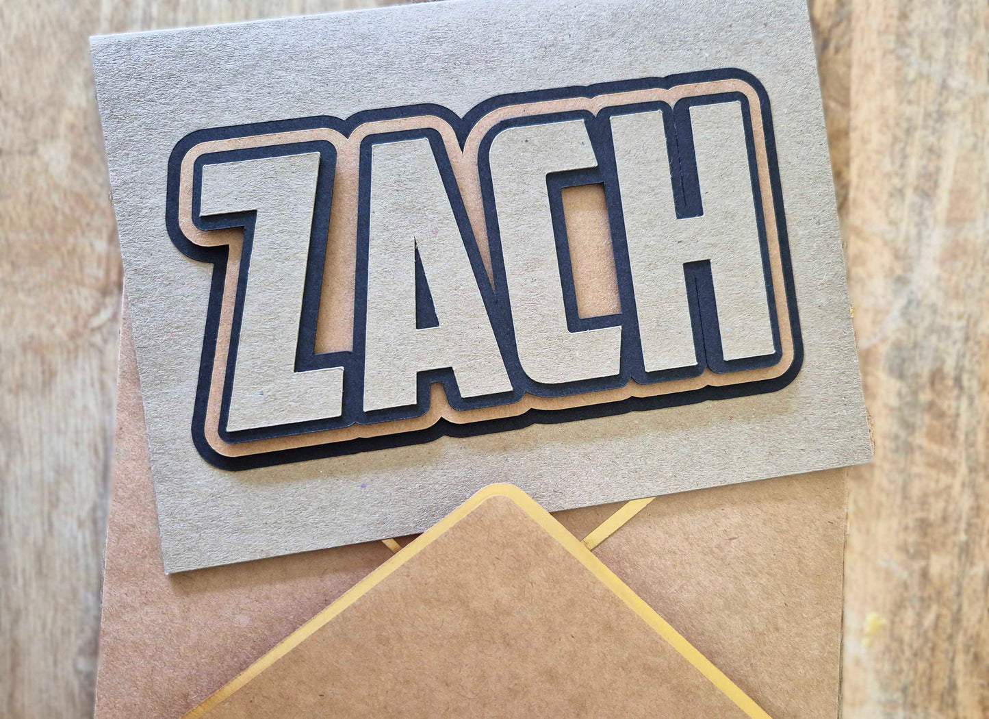 Personalised card for any occassion. We'll add your loved ones name on the front with a 3D effect.