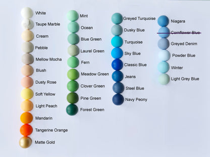 Choice of colours for silicone beads