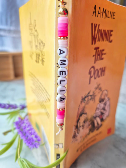 Personalised Bookmarks with names in beads.