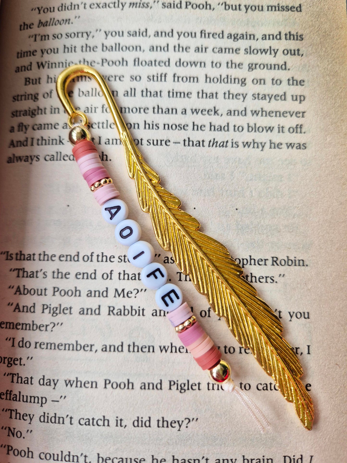 Personalised Bookmarks with names in beads.