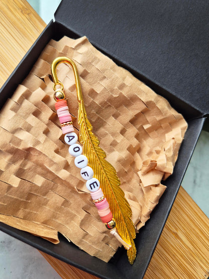 Personalised Bookmarks with names in beads.