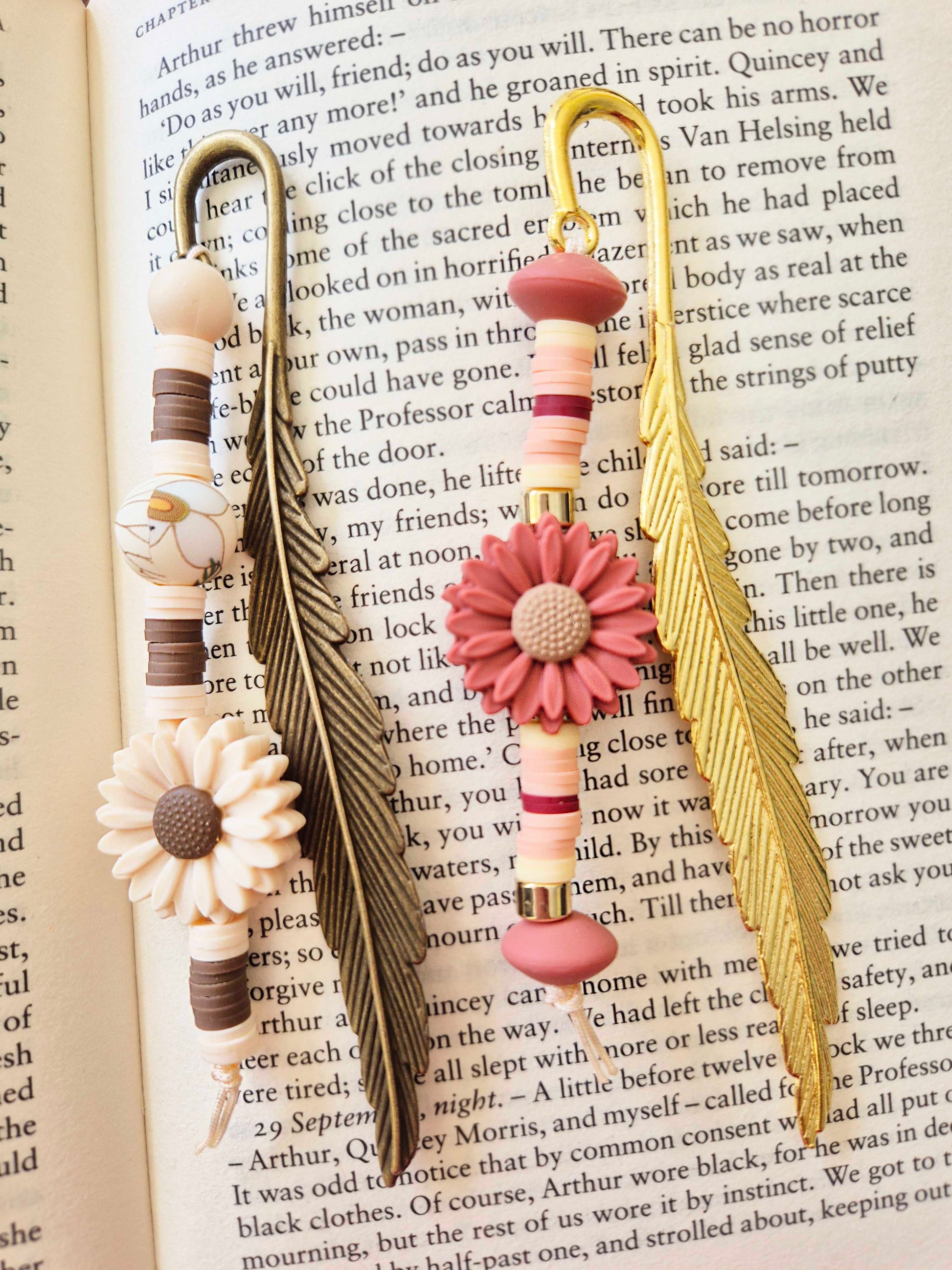 Selection of metal feather and beaded bookmarks. The perfect gift for yourself, or for that special book lover in your life!