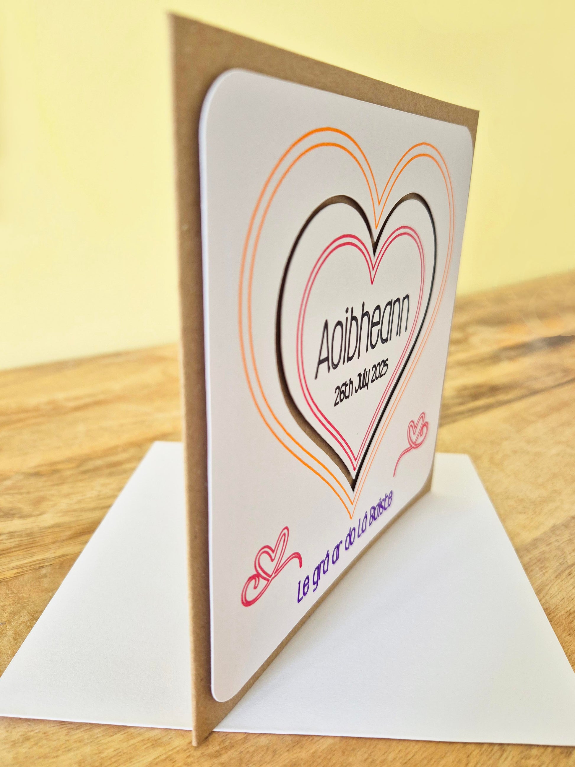 Do you know of any little person who is celebrating their Christening Day? Well, we've got the card for you! Le grá ar do Lá Baiste. Say it As Gaelige with this handmade Christening Gift!