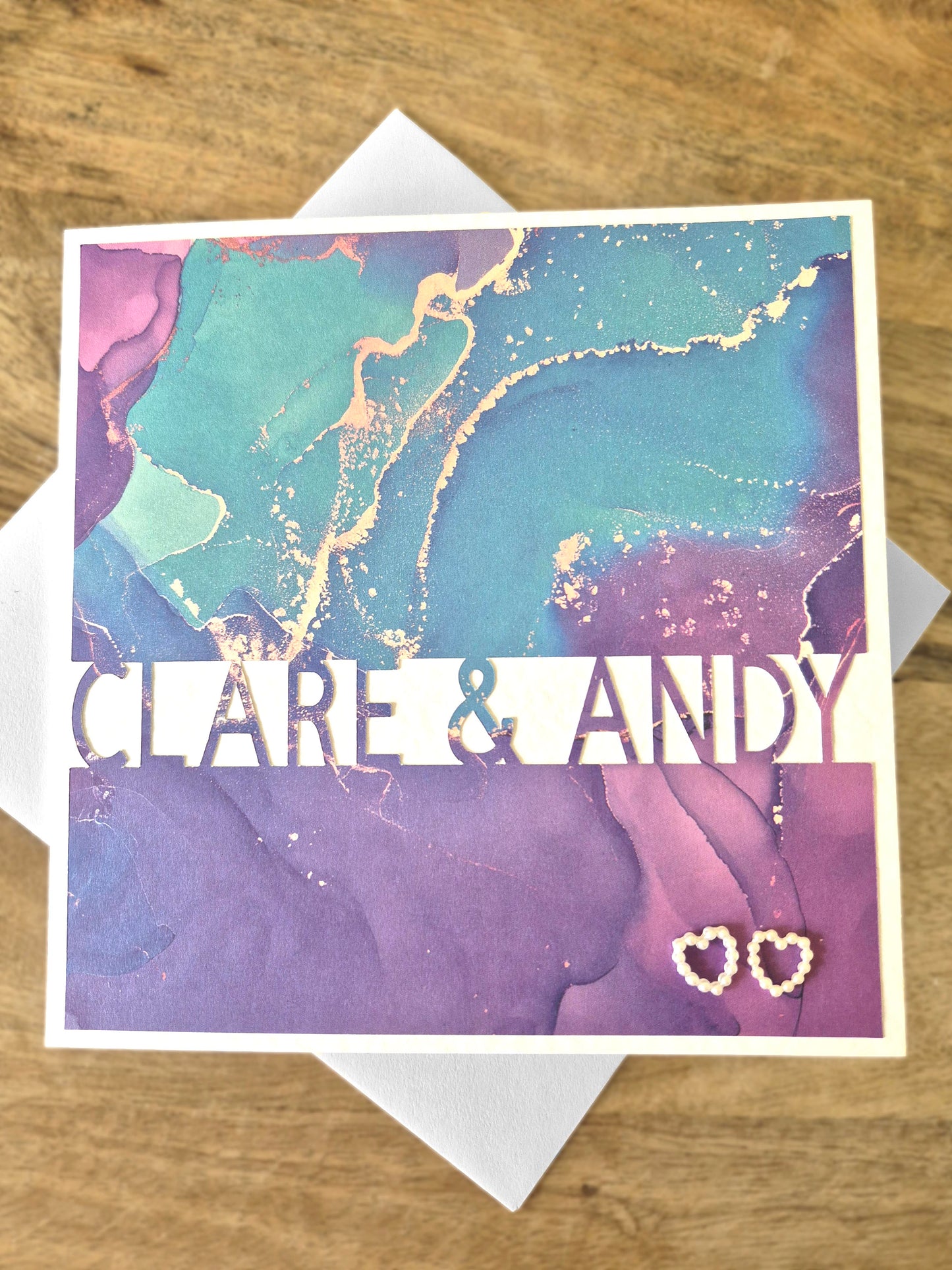 These personalised cards are ideal gifts for Anniversary's, Wedding's, Valentines Day and more.  Fully Customisable and perfect for personalising with couples names.