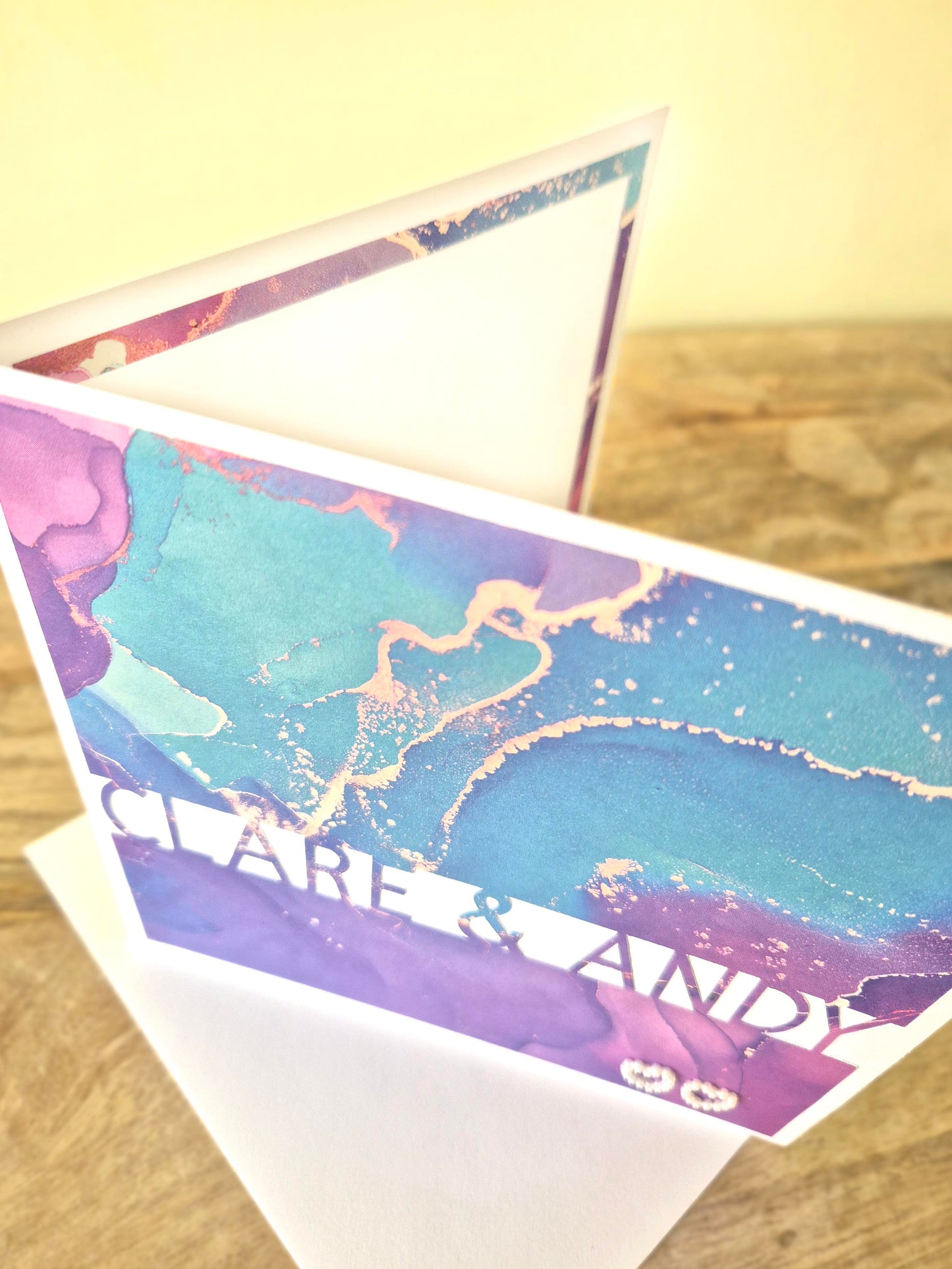 These personalised cards are ideal gifts for Anniversary's, Wedding's, Valentines Day and more.  Fully Customisable and perfect for personalising with couples names.