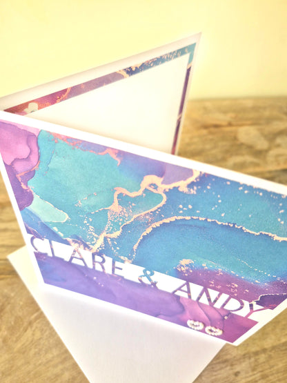 These personalised cards are ideal gifts for Anniversary's, Wedding's, Valentines Day and more.  Fully Customisable and perfect for personalising with couples names.