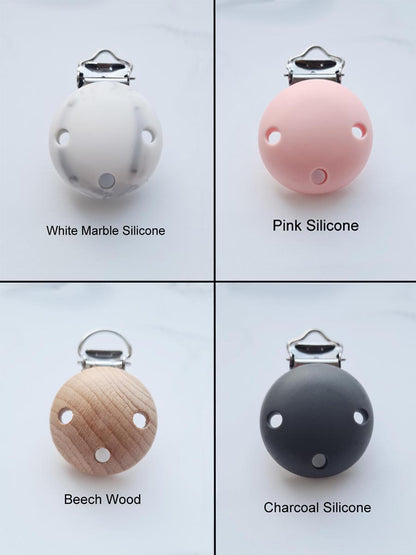 Personalised soother clips with name. Perfect as a Christening gift, a birthday gift or a gift for a newborn. Choose the clip!