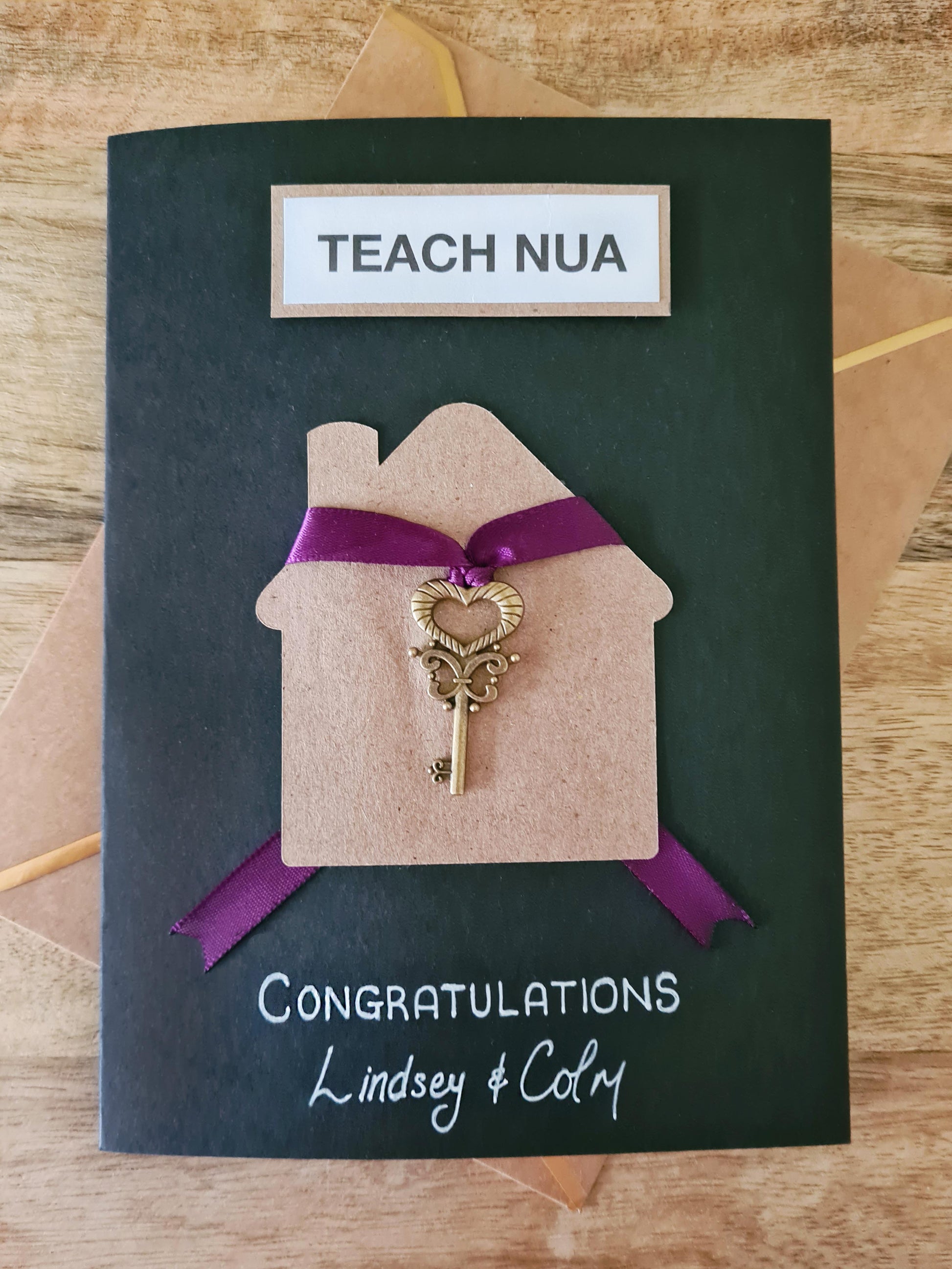 Buy this lovely, customisable card to congratulate that special someone who bought a Teach Nua (New Home!) 