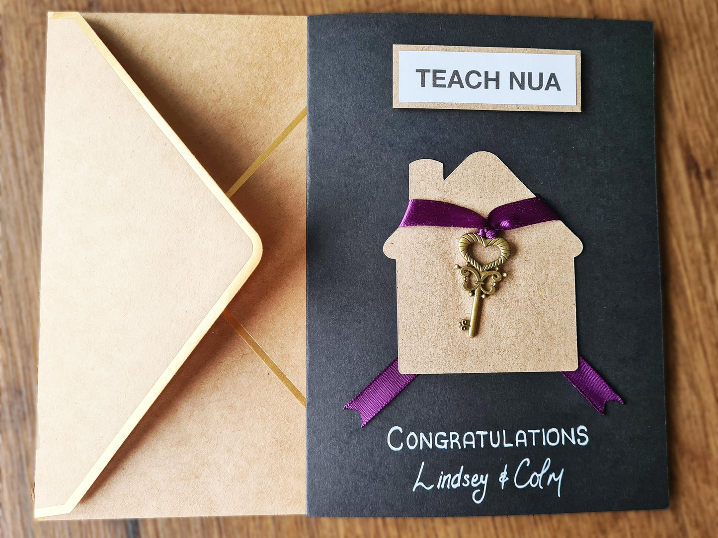 Buy this lovely, customisable card to congratulate that special someone who bought a Teach Nua (New Home!) 