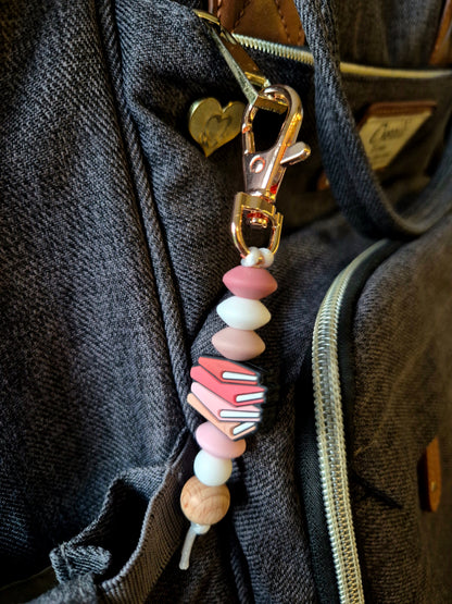 "Bookworm" Keychain / Zip Puller / Bag Charm